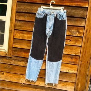 d'mode classic jeans with suede raw hem vintage
